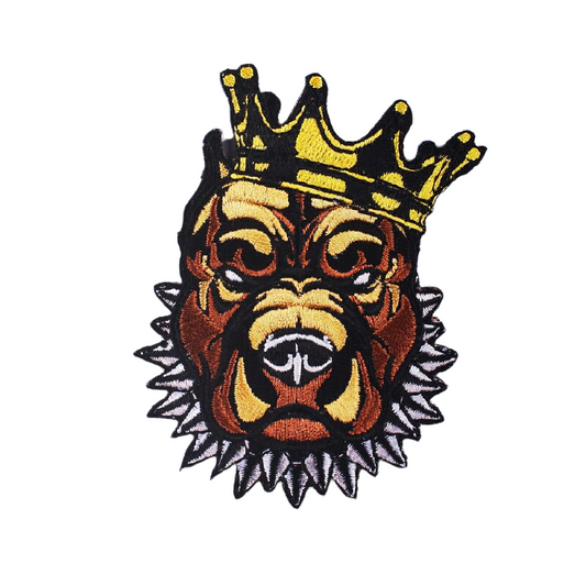 Pitbull Dog In A Crown Patch / Unisex Fusible Accessory For Jackets and Bags