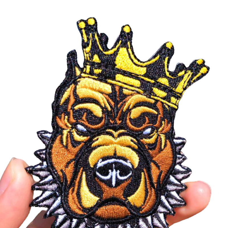 Pitbull Dog In A Crown Patch / Unisex Fusible Accessory For Jackets and Bags