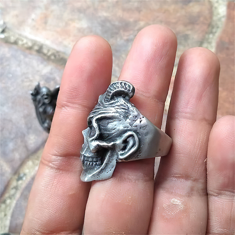 Plague Devil Skull Ring / Stainless Steel Demon Biker Jewelry / Three Eyed Rock Jewelry