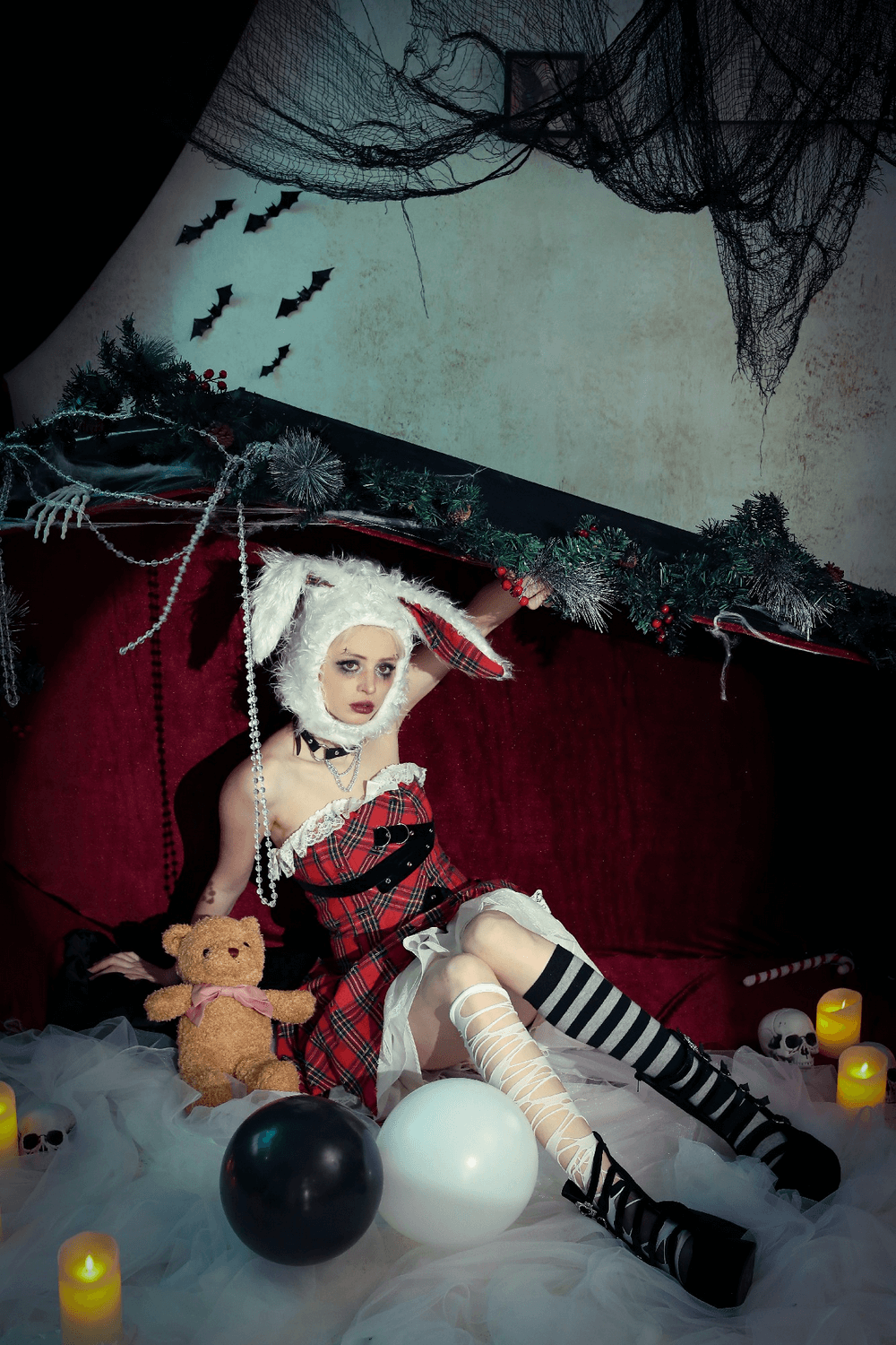 Plaid Corset Dress with Punk-Inspired Strap Details