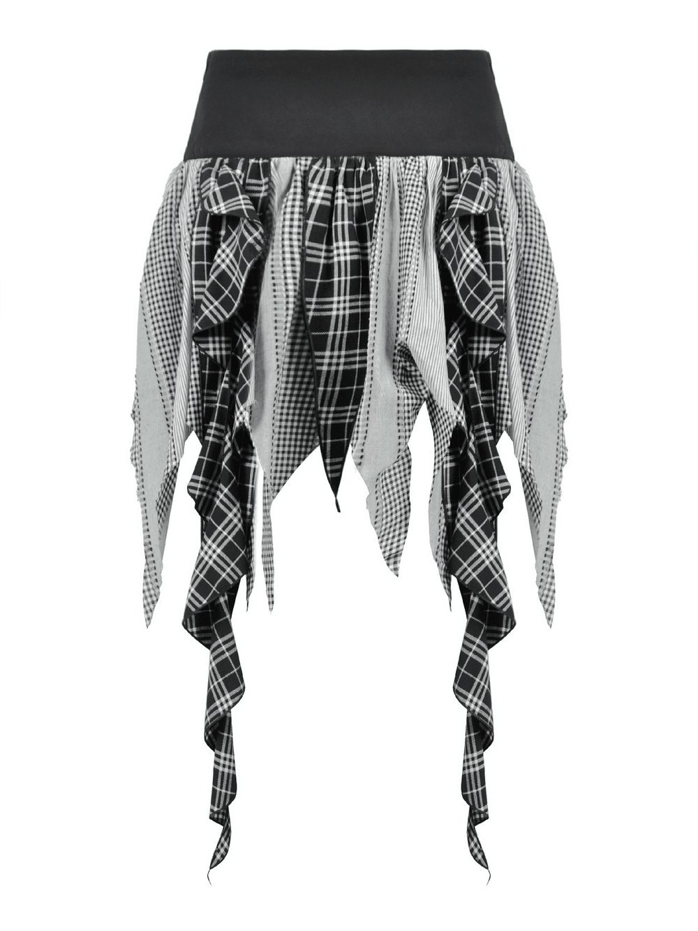 Plaid Skirt with Ruffled Design and Adjustable Belts