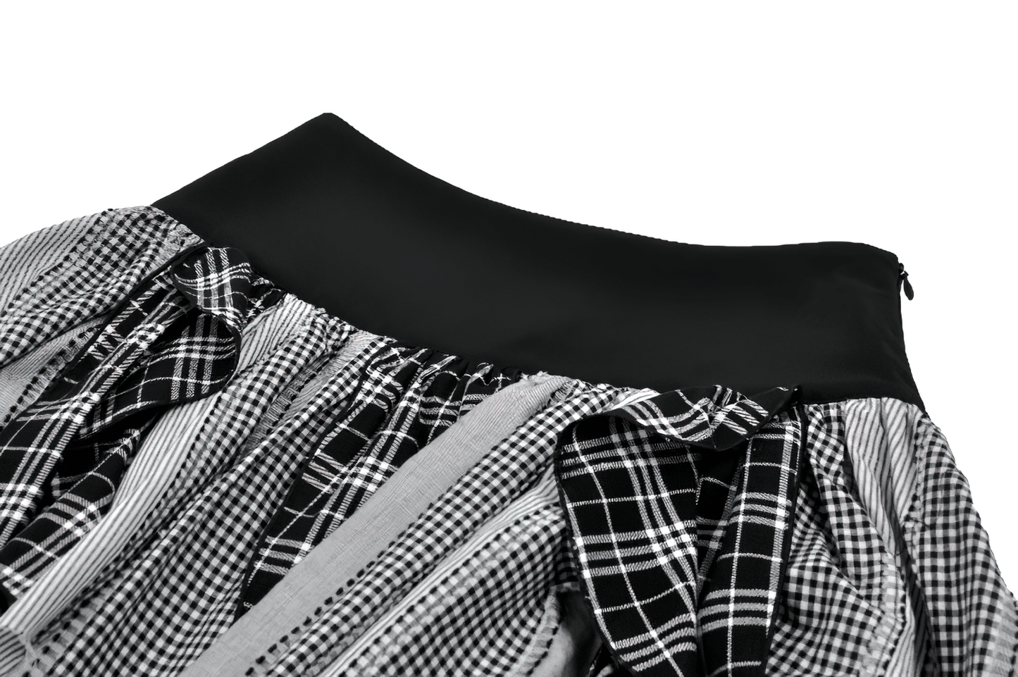 Plaid Skirt with Ruffled Design and Adjustable Belts