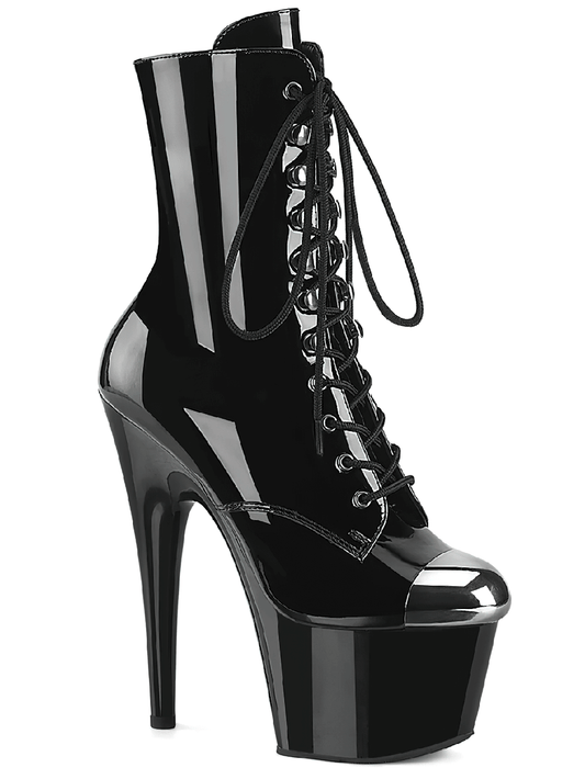 PLEASER Sleek Lace-Up Ankle Boots with Steel Caps