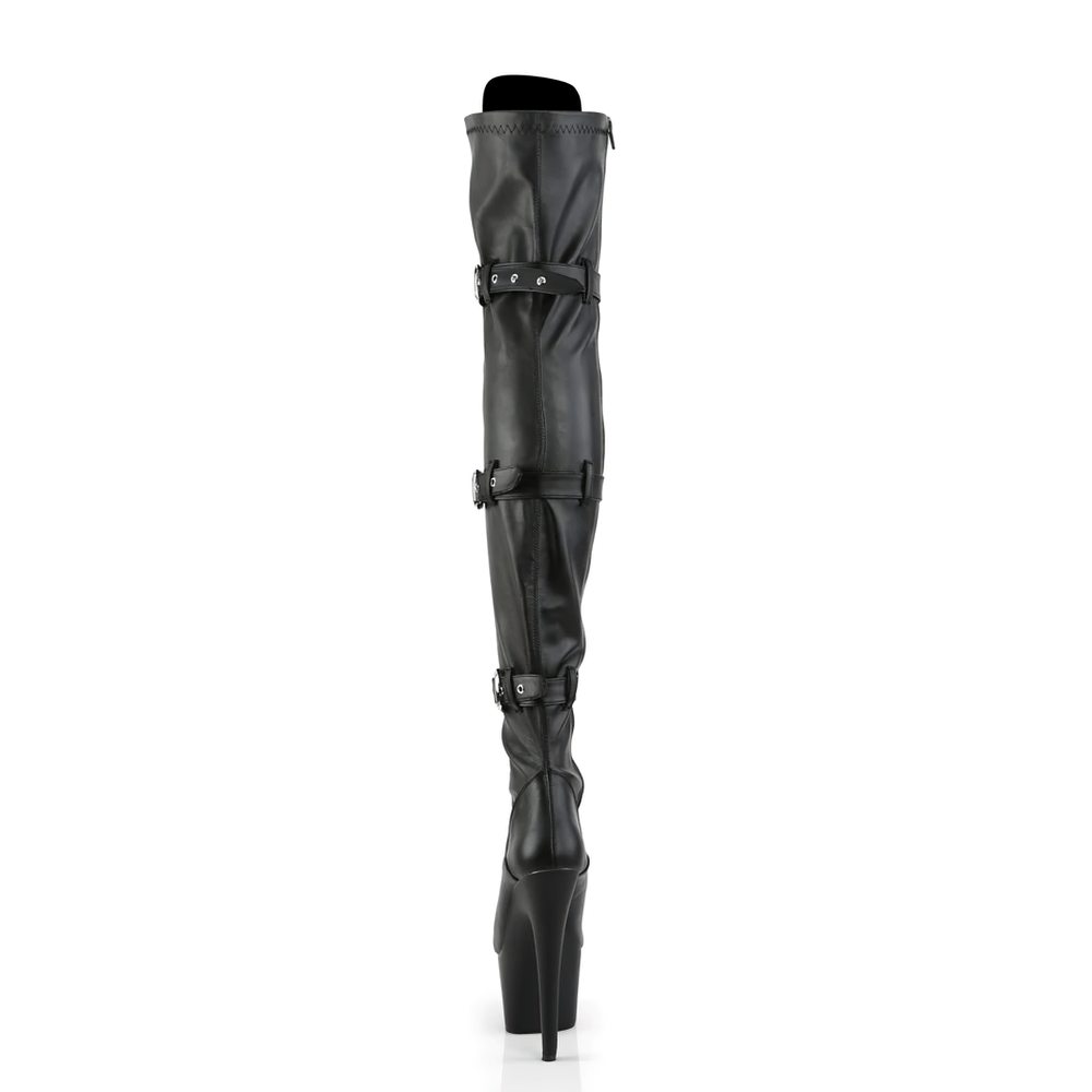 PLEASER Thigh-High Triple-Buckle Lace-Up Boots