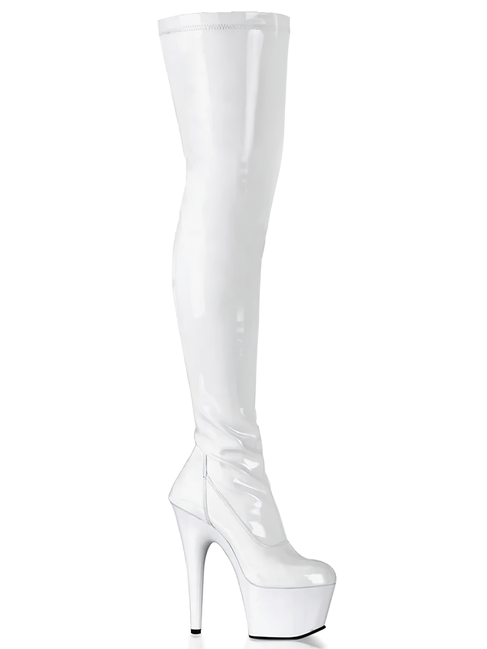 PLEASER White Platform Stiletto Thigh High Boots