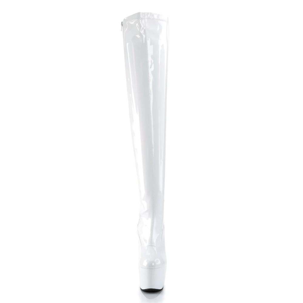 PLEASER White Platform Stiletto Thigh High Boots