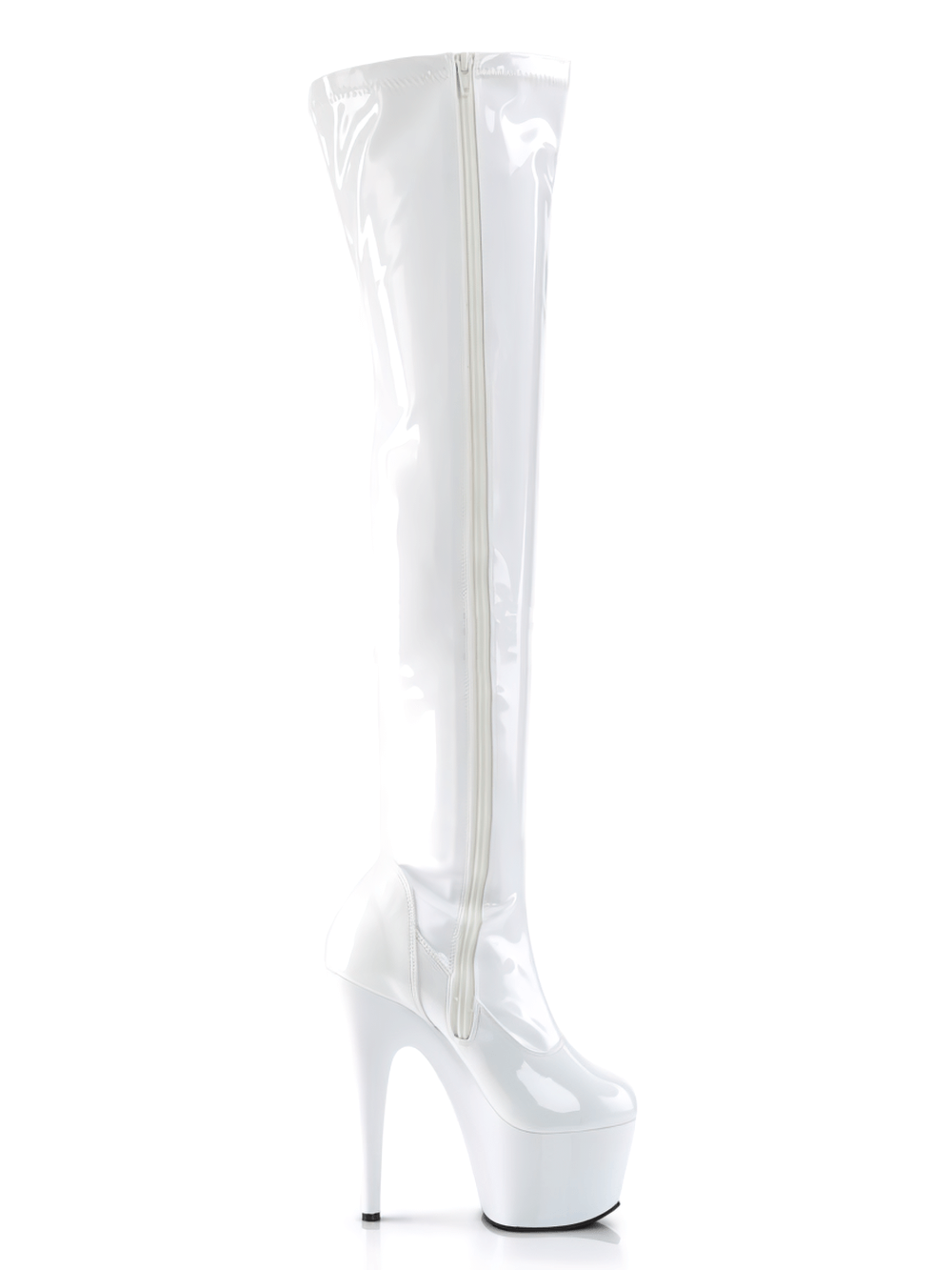 PLEASER White Platform Stiletto Thigh High Boots