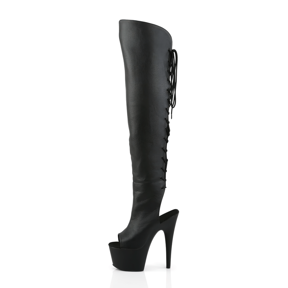 PLEASER Women's Stiletto Over-the-Knee Lace-Up Boots