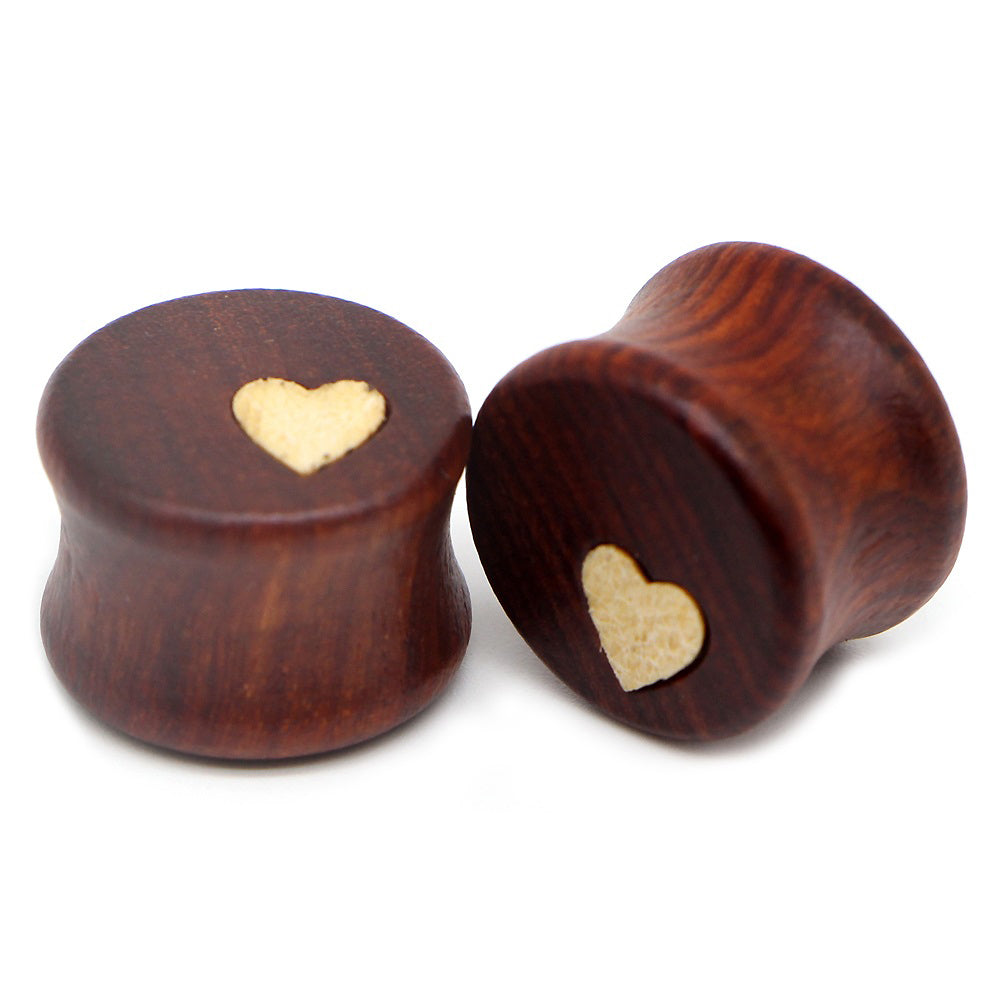 Plugs and Tunnels Earrings Stretcher with Heart / Wood Expander Body Piercing / Alternative Fashion