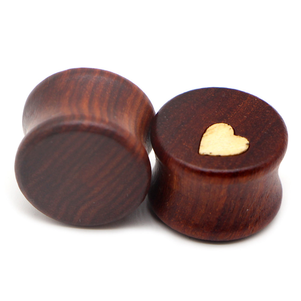 Plugs and Tunnels Earrings Stretcher with Heart / Wood Expander Body Piercing / Alternative Fashion