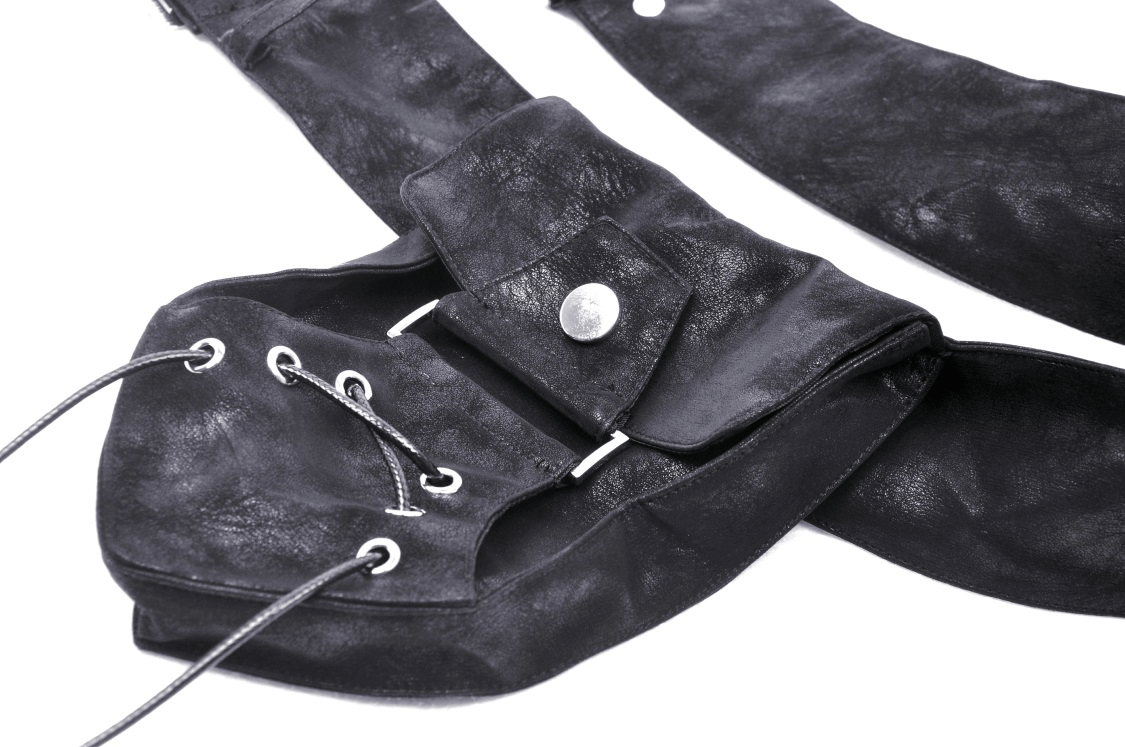 Post-Apocalyptic Faux Leather Pocket Belt for Women