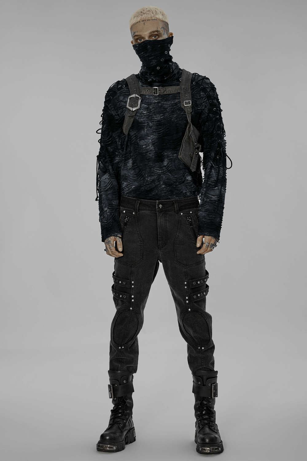 Post-Apocalyptic Leather Crossbody Bag with Buckle