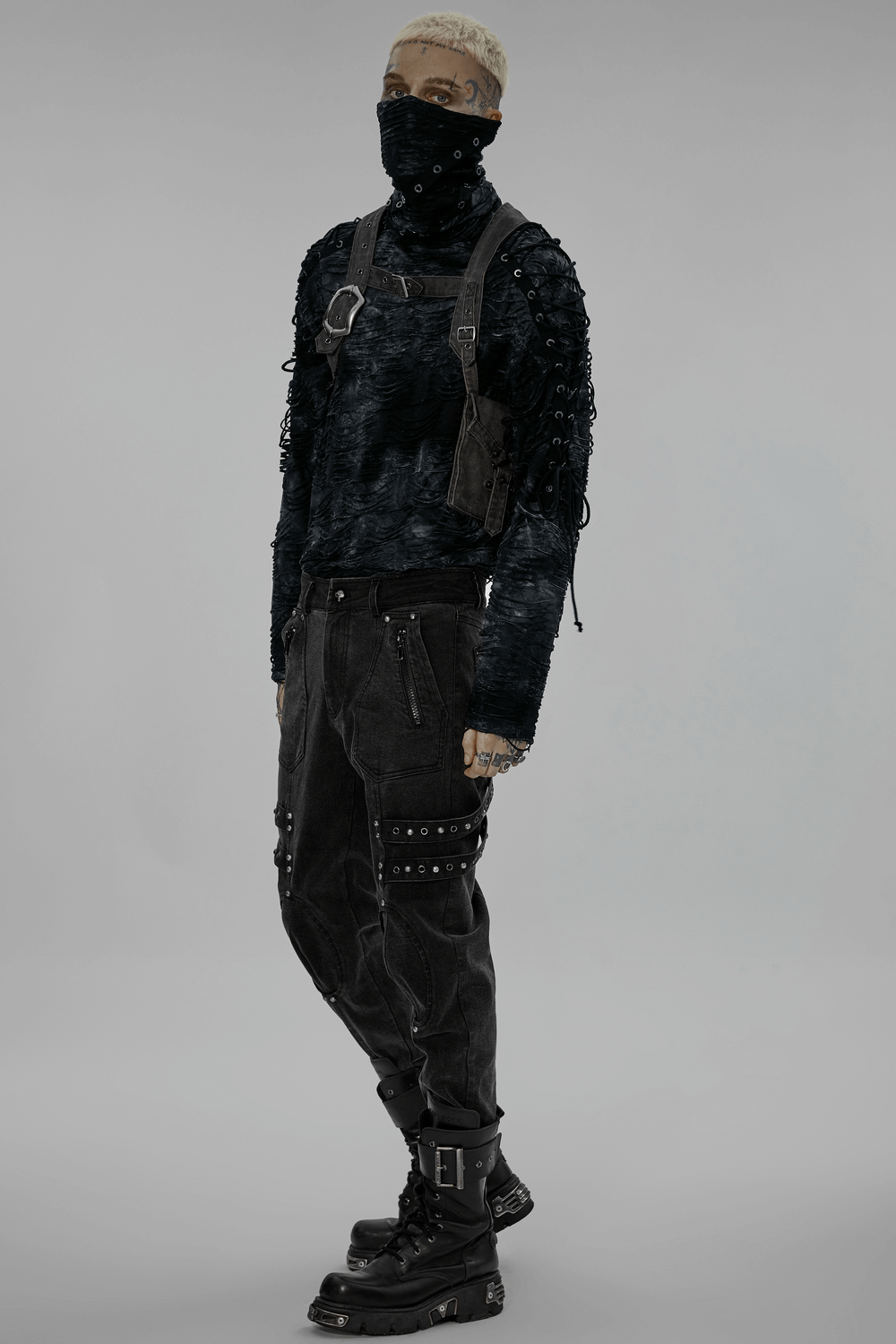 Post-Apocalyptic Leather Crossbody Bag with Buckle