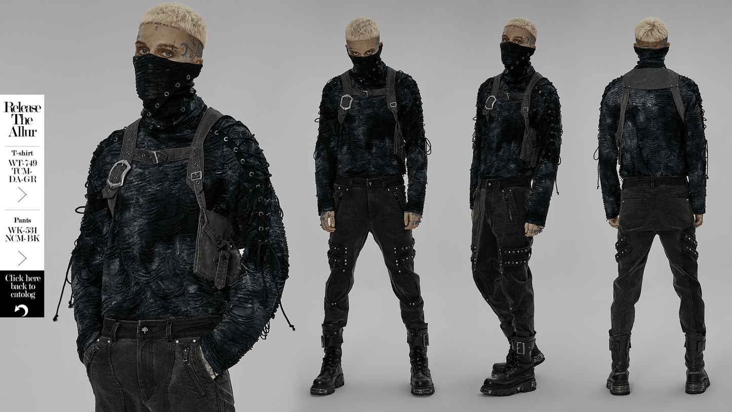 Post-Apocalyptic Leather Crossbody Bag with Buckle