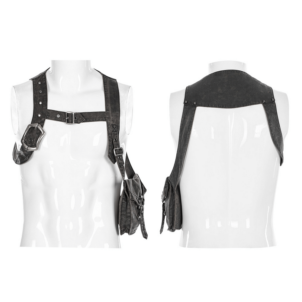 Post-Apocalyptic Leather Crossbody Bag with Buckle