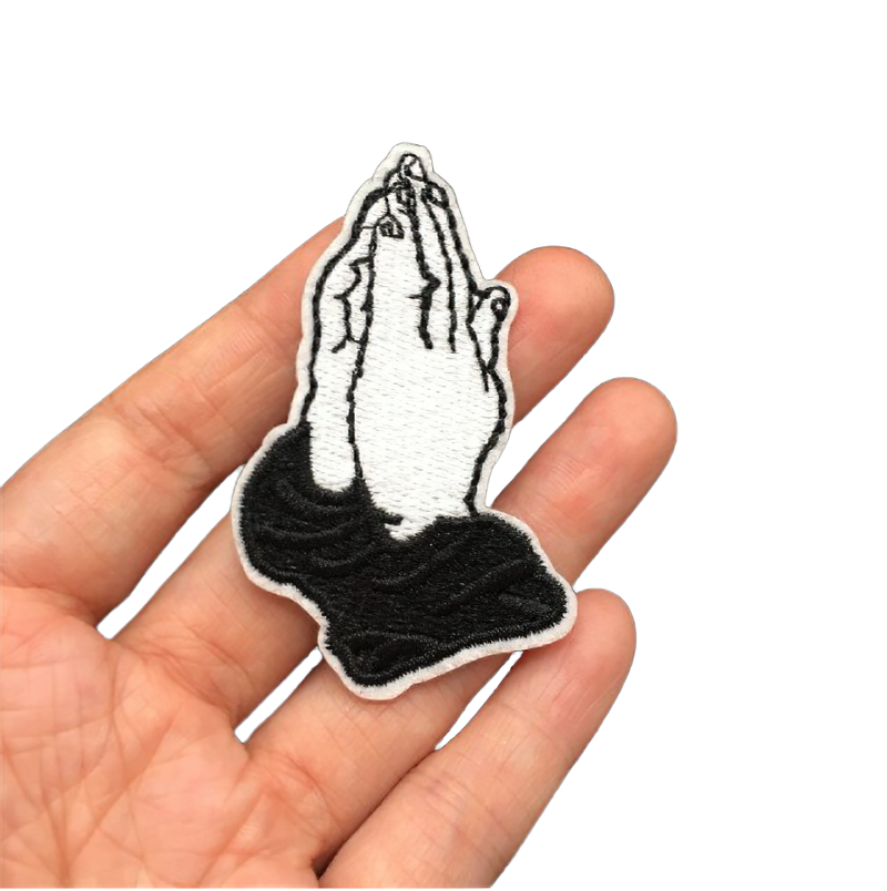 "Praying Hands" Patch For Clothing / Stylish Embroidered Accessories / Thermal Sticker