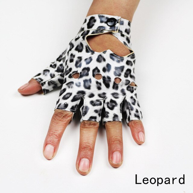Punk Rock semi-finger Gloves / PU leather fingerless Mittens for Women / alternative fashion