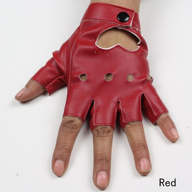 Punk Rock semi-finger Gloves / PU leather fingerless Mittens for Women / alternative fashion