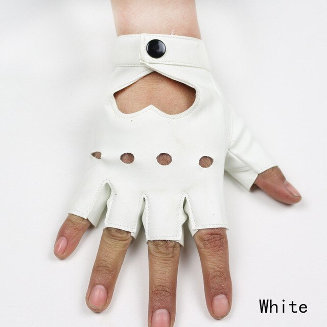 Punk Rock semi-finger Gloves / PU leather fingerless Mittens for Women / alternative fashion