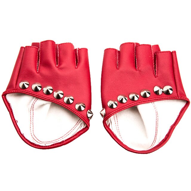 Female Gloves Alternative Fashion Women / PU Leather Biker Chick Fingerless punk Rock Metal