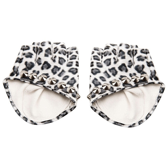 Female Gloves Alternative Fashion Women / PU Leather Biker Chick Fingerless punk Rock Metal
