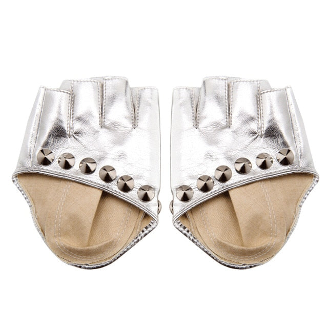 Female Gloves Alternative Fashion Women / PU Leather Biker Chick Fingerless punk Rock Metal