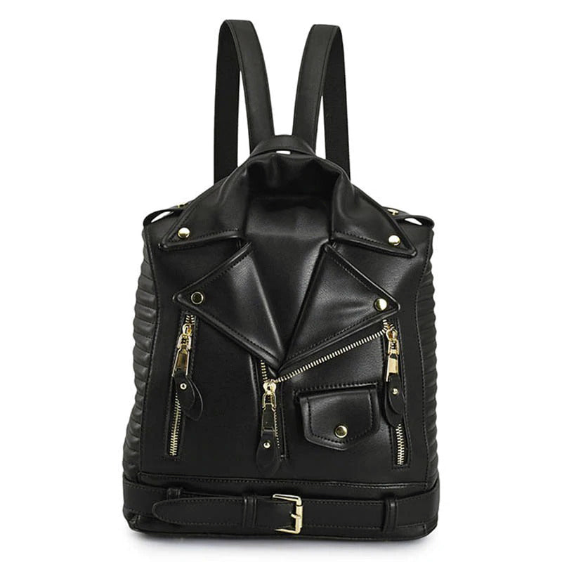 PU Leather Black Backpack "Jacket" / Rocker Chick Accessories