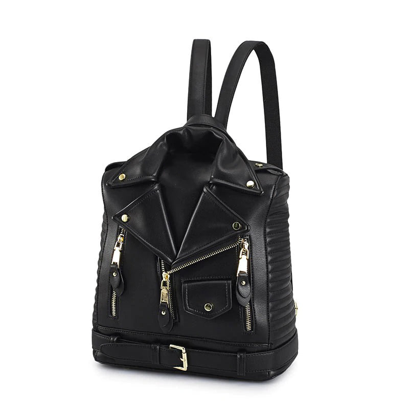 PU Leather Black Backpack "Jacket" / Rocker Chick Accessories