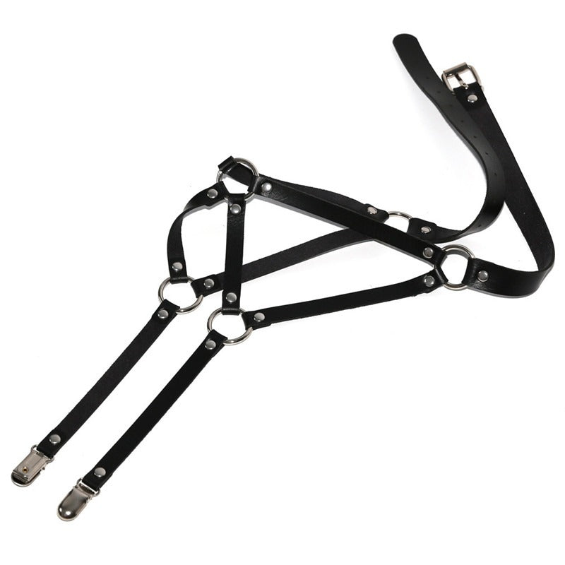 PU Leather Body Bondage Suspenders Belts / Adjustable Waist Harness / Sexy Women Garter Belt