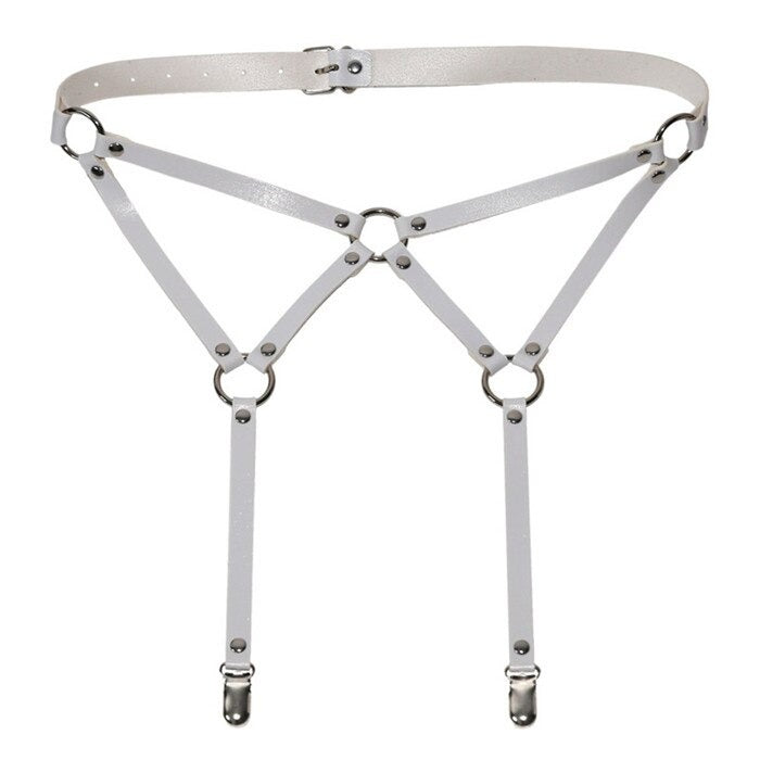 PU Leather Body Bondage Suspenders Belts / Adjustable Waist Harness / Sexy Women Garter Belt