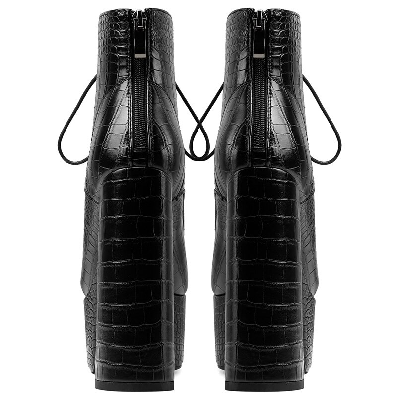 PU Leather Casual Style Women Shoes with Round Toe / Square High Heel Ankle Boots