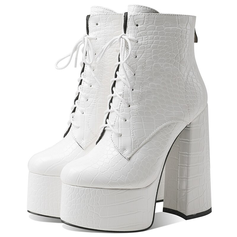 PU Leather Casual Style Women Shoes with Round Toe / Square High Heel Ankle Boots