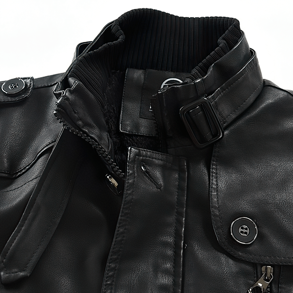 PU Leather Men's Jacket with Belts / Rock Style Alternative Clothing