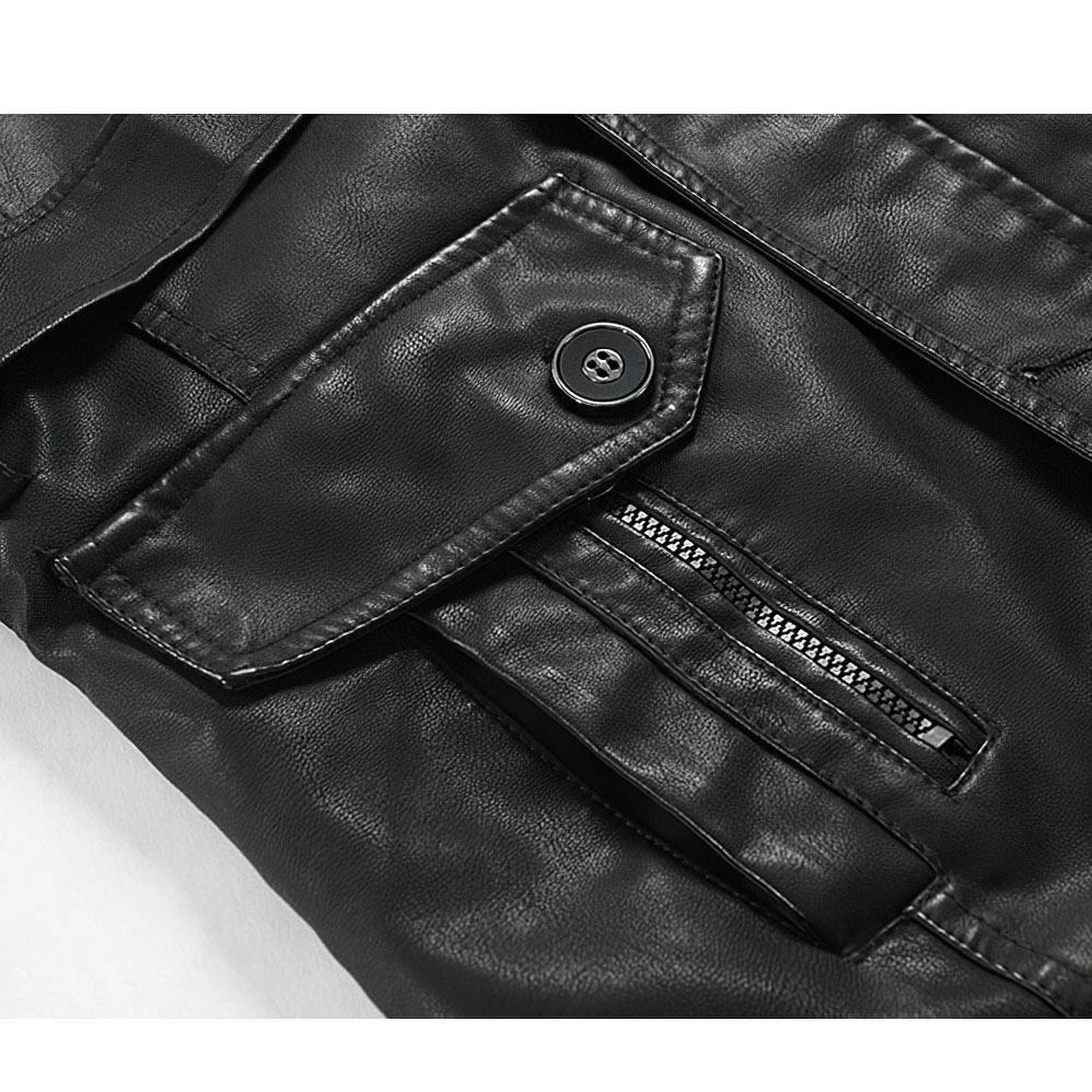 PU Leather Men's Jacket with Belts / Rock Style Alternative Clothing