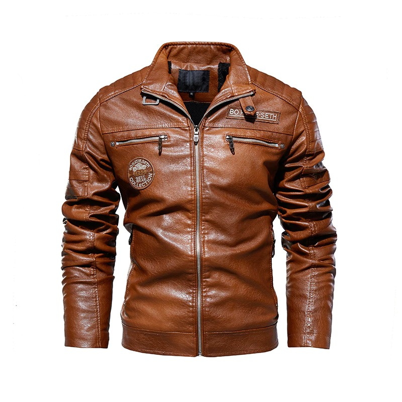 Pu Leather Men's Jacket with Zipper / Casual Motorcycle Clothing / Biker Male Jacket