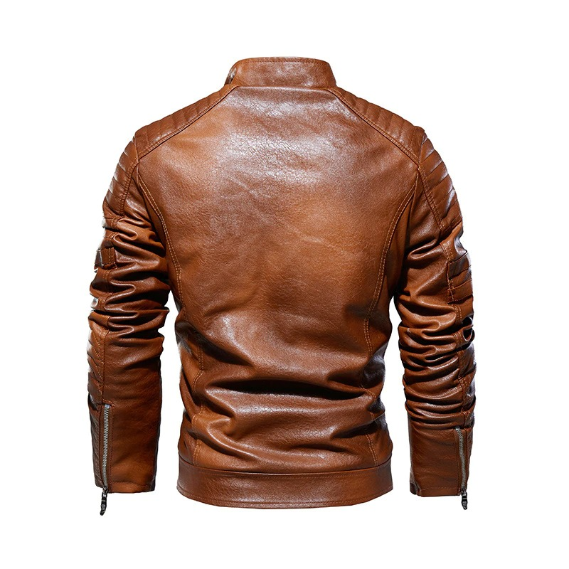 Pu Leather Men's Jacket with Zipper / Casual Motorcycle Clothing / Biker Male Jacket