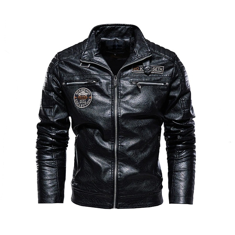 Pu Leather Men's Jacket with Zipper / Casual Motorcycle Clothing / Biker Male Jacket