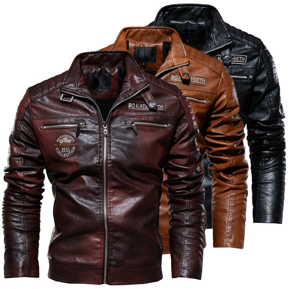 Pu Leather Men's Jacket with Zipper / Casual Motorcycle Clothing / Biker Male Jacket