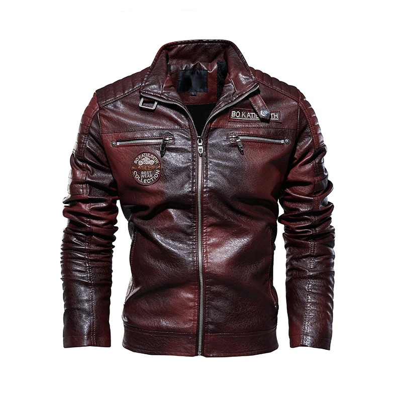 Pu Leather Men's Jacket with Zipper / Casual Motorcycle Clothing / Biker Male Jacket
