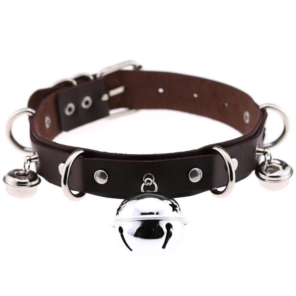 PU Leather Sexy Gothic Choker With Bells And Rivets / Men's And Women's Necklaces