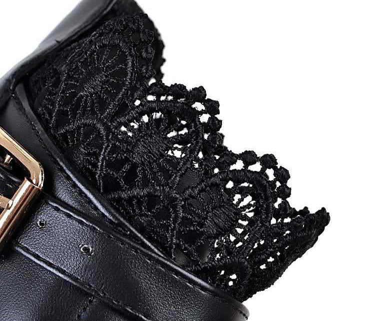 Pu Leather Warm Winter Women's Boots / Lace-Up Shoes for Women in Gothic Style