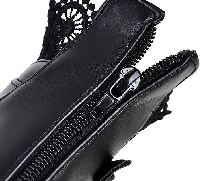 Pu Leather Warm Winter Women's Boots / Lace-Up Shoes for Women in Gothic Style