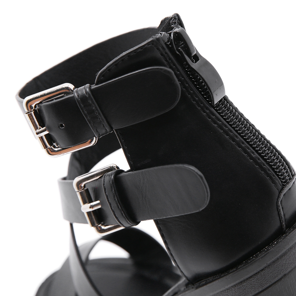 PU Leather Women's High Heel Sandals / Fashion Black Platform Shoes