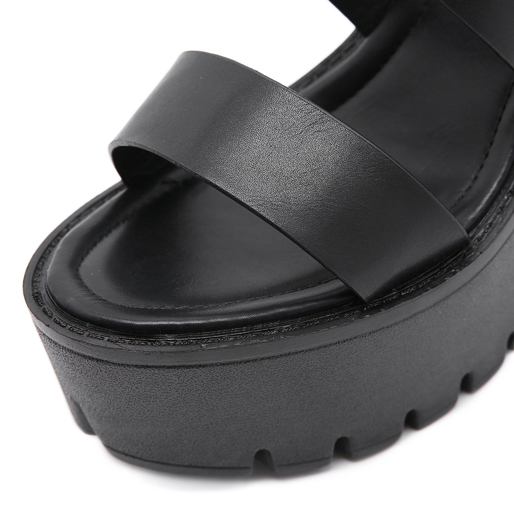 PU Leather Women's High Heel Sandals / Fashion Black Platform Shoes