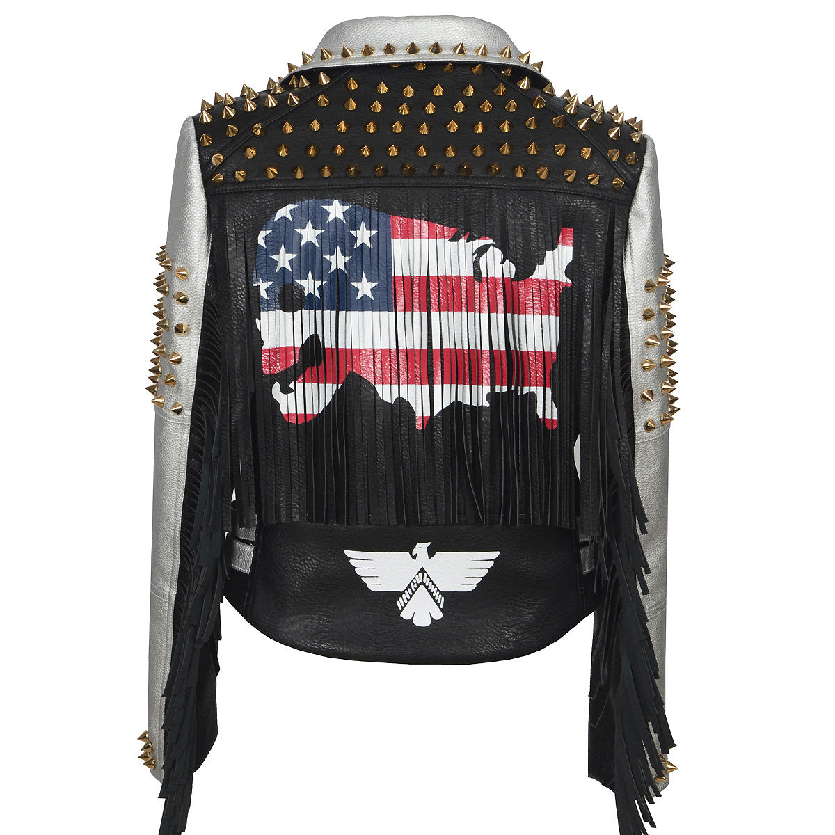 PU Leather Women's Jacket / Letter Print Graffiti Rivets Coats / Biker Fringed Motorcycle Jackets