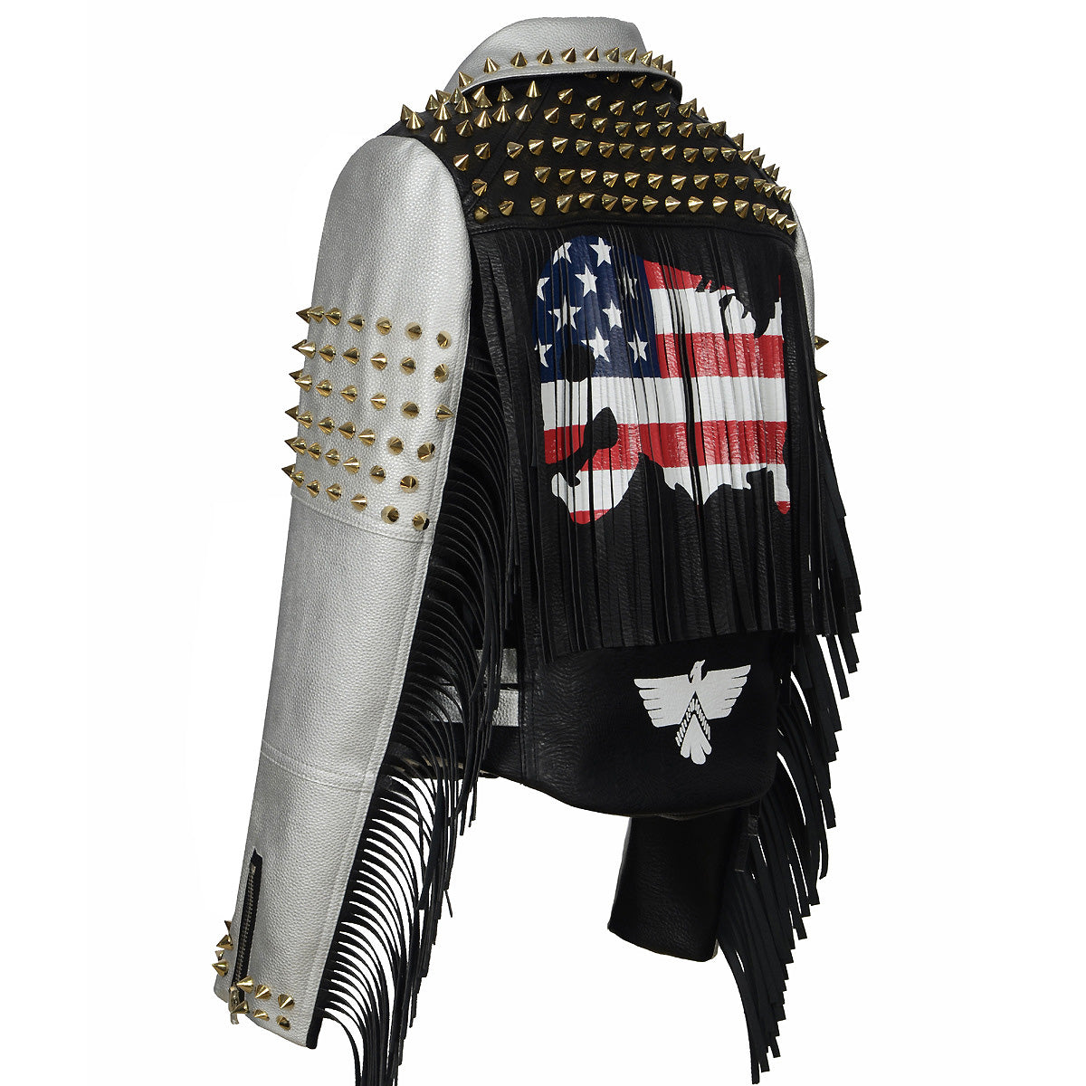 PU Leather Women's Jacket / Letter Print Graffiti Rivets Coats / Biker Fringed Motorcycle Jackets