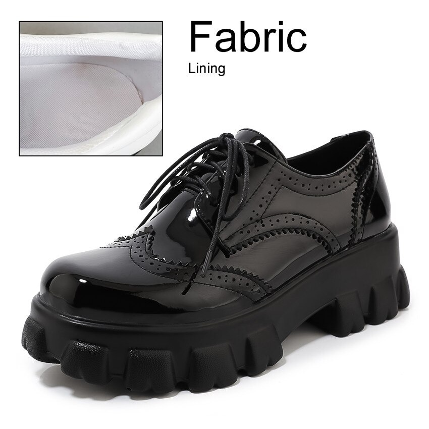 PU Patent Leather Platform Women's Shoes with Square Heel And Round Toe