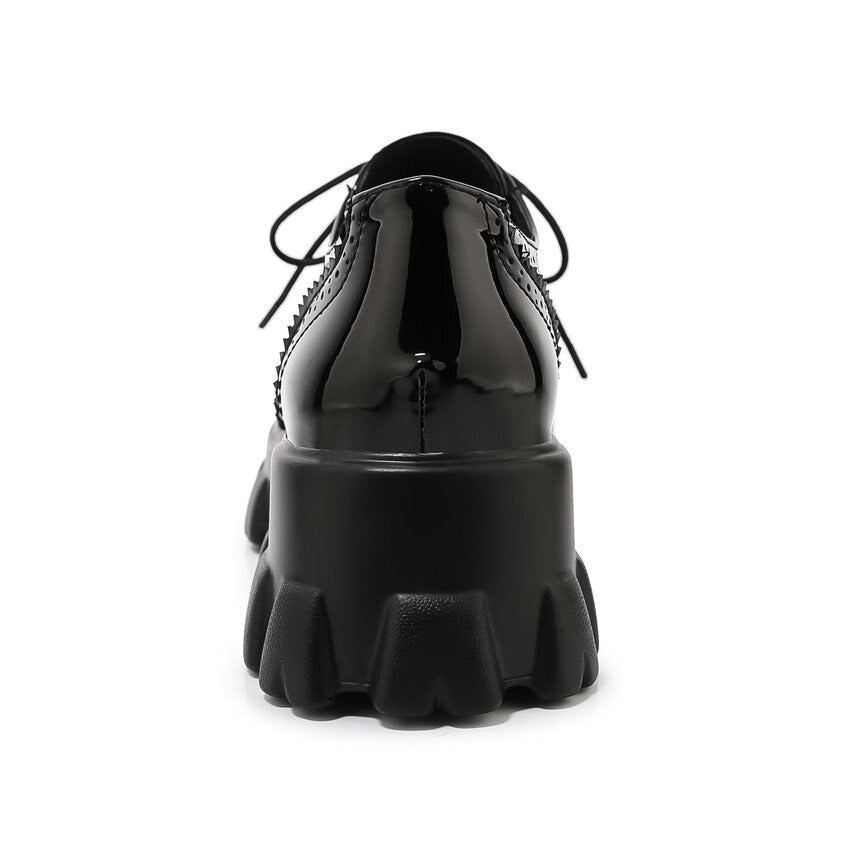 PU Patent Leather Platform Women's Shoes with Square Heel And Round Toe