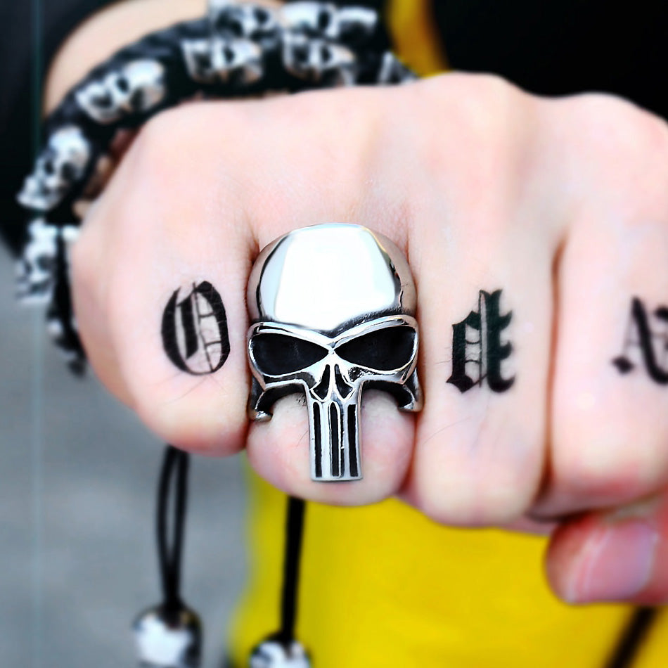 Punisher Skull Ring / Rock style Stainless Steel Fashion Jewelry