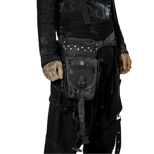 Punk Apocalypse Waist Bag with Rivets and Zippers